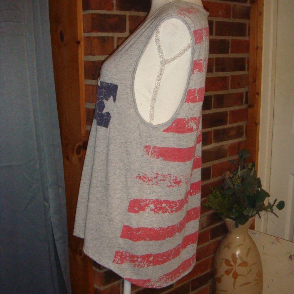 Signature Studio Linen Blend Patriotic Tank Top M
